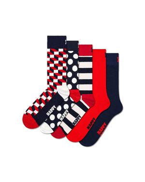 Happy Socks Calzini Con Cotone Pacco Da 5 - Rosso