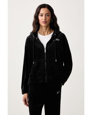 DKNY Felpa Con Cerniera E Cappuccio Da Donna - Nero