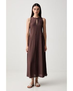 ViCOLO Vestito Svasato Con Viscosa - Marrone