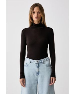 Gestuz Maglietta A Maniche Lunghe Da Donna Con Viscosa - Nero