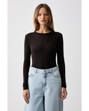 Gestuz Maglietta A Maniche Lunghe Da Donna - Nero