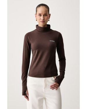 Guess A Maniche Lunghe Da Donna Con Cotone Greta - Marrone