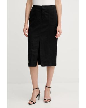 Calvin Klein Gonna Con Aggiunta Di Lino - Nero