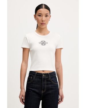HUGO Crop Top Da Donna Con Cotone Delanor_4 - Grigio