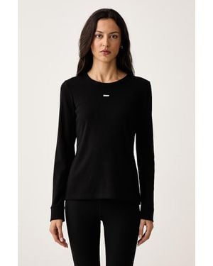 DKNY Maglietta A Maniche Lunghe Da Donna Con Cotone - Nero