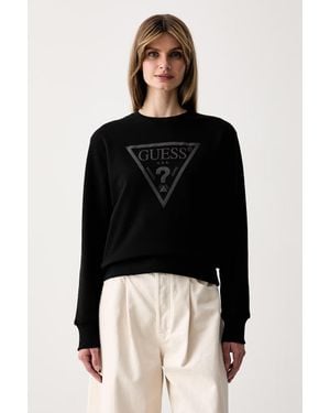 Guess Felpa Da Donna Con Cotone - Nero