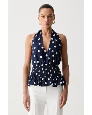 Morgan Camicetta Con Volant Da Donna Con Viscosa Opido.F - Blu