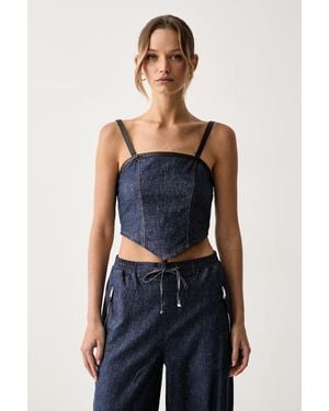 MAX&Co. Top Da Donna Con Misto Lino Ombra - Blu