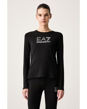 EA7 Maglietta A Maniche Lunghe Da Donna Con Modal - Nero