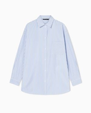 ARMANI EXCHANGE Oversized Striped Shirt - Blue