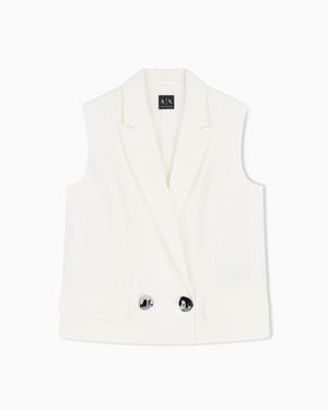 ARMANI EXCHANGE Double-Breasted Linen Twill Waistcoat - White