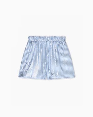 ARMANI EXCHANGE Striped Shorts With Sequins - Blue