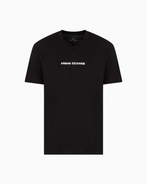 ARMANI EXCHANGE Regular Fit T-Shirt With V-Neck - Black
