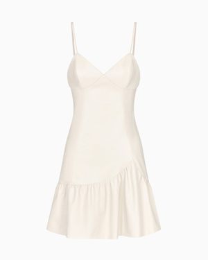 ARMANI EXCHANGE Asv Faux Leather Short Dress With Ruffles - Natural