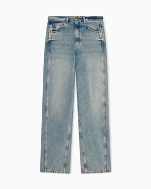 ARMANI EXCHANGE Relaxed Fit Distressed Denim Pants - Blue
