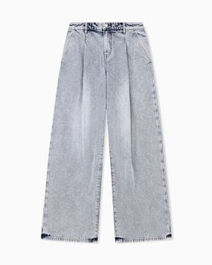 ARMANI EXCHANGE High-Waisted Wide-Leg Cotton Denim Jeans With Welt Pockets - Blue