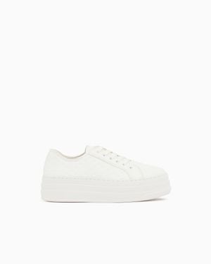 ARMANI EXCHANGE Low Top Sneakers With All-Over Debossed Logo - White