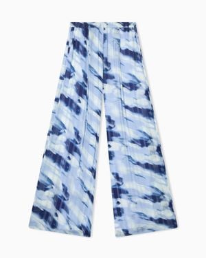 ARMANI EXCHANGE Printed Striped Georgette Palazzo Pants - Blue