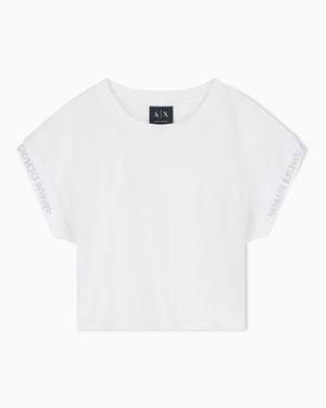 ARMANI EXCHANGE Cropped Crew Neck T-Shirt - White