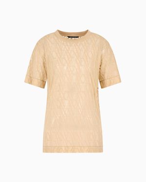ARMANI EXCHANGE Regular Fit T-Shirt With Allover Logo - Natural