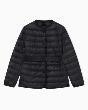 ARMANI EXCHANGE Short Quilted Nylon Down Jacket - Blue