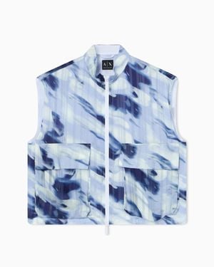 ARMANI EXCHANGE Padded Vest With Printed Stripes - Blue