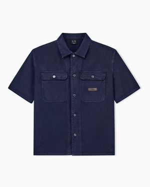 ARMANI EXCHANGE Oversized Fit Shirt - Blue