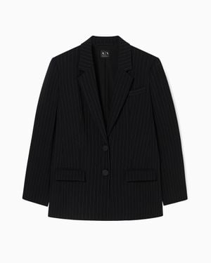 ARMANI EXCHANGE Pinstriped Fabric Jacket - Black