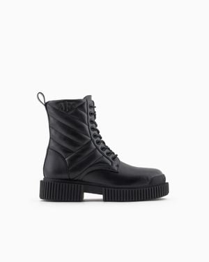 ARMANI EXCHANGE Quilted Leather Amphibians - Black