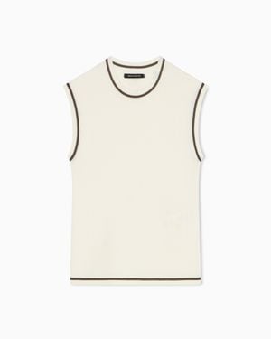 ARMANI EXCHANGE Recycled Viscose V-Neck Top - Natural