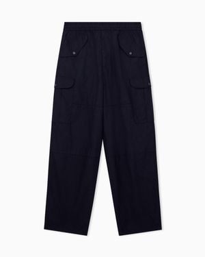 ARMANI EXCHANGE Oversized Fit Pants Cotton Poplin - Blue