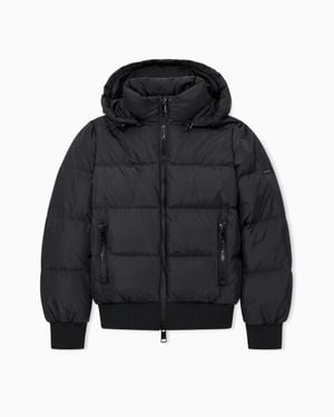 ARMANI EXCHANGE Insulated Down Jacket With Removable Hood And Zip Icon - Blue