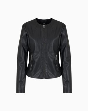 ARMANI EXCHANGE Biker Jacket With Decorative Stitching - Black