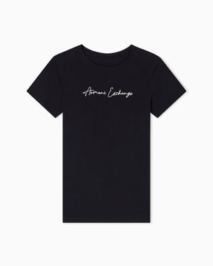ARMANI EXCHANGE Jersey T-Shirt With A Crew Neck Essential Logo Signature - Black