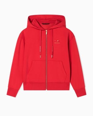 ARMANI EXCHANGE Scuba Zip-Up Athleisure Stretch Sweatshirt - Red