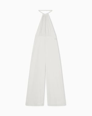 ARMANI EXCHANGE Scuba Fabric Suit With Open Back - White