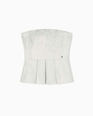 ARMANI EXCHANGE Flared Top With Pleats - White