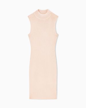 ARMANI EXCHANGE High-Neck Midi Dress - Natural
