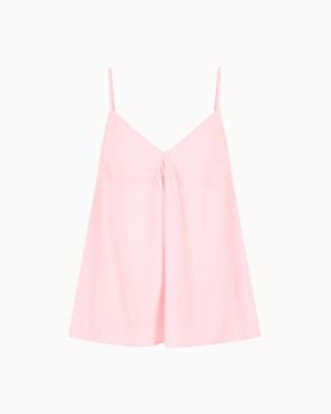 ARMANI EXCHANGE Viscose Crepe Top With Tie - Pink