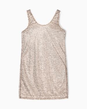 ARMANI EXCHANGE Mini Mesh Dress With Tubular Beaded Appliques - Natural