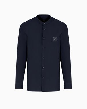 ARMANI EXCHANGE Regular Fit Poplin Shirt With Logo Patch - Blue