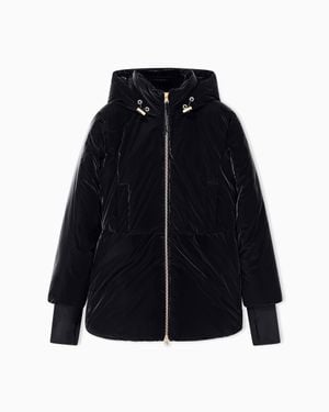 ARMANI EXCHANGE Lightweight Blouson Jacket With Velvet Effect - Blue