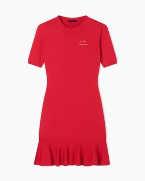 ARMANI EXCHANGE Mini Dress With Ruffle And Horse Embroidery - Red