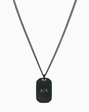 ARMANI EXCHANGE Stainless Steel Dog Tag Necklace - Metallic