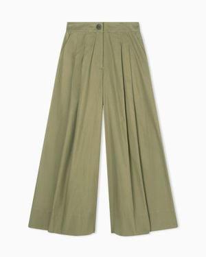 ARMANI EXCHANGE Cotton Twill Palazzo Pants - Green