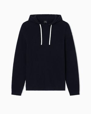 ARMANI EXCHANGE Rice Stitch Hooded Sweater - Blue