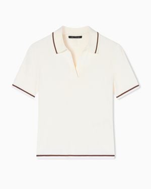 ARMANI EXCHANGE V-Neck Polo Shirt With Contrasting Trim - White