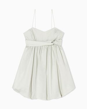 ARMANI EXCHANGE Chambray Balloon Dress With Knot - White