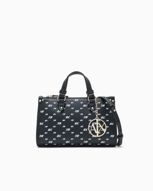 ARMANI EXCHANGE Handbag With Repeating Logo Pattern - Blue