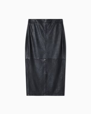 ARMANI EXCHANGE Leather Midi Skirt - Black